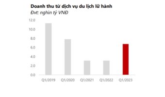 Hình 5: Doanh thu ngành dịch vụ lưu trú, ăn uống của Việt Nam